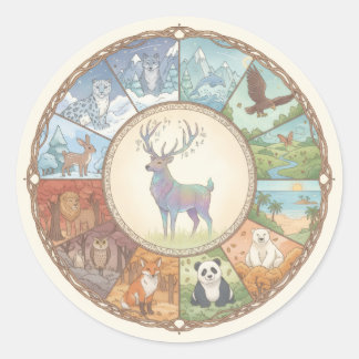 Animals image round coaster sticker runt klistermärke