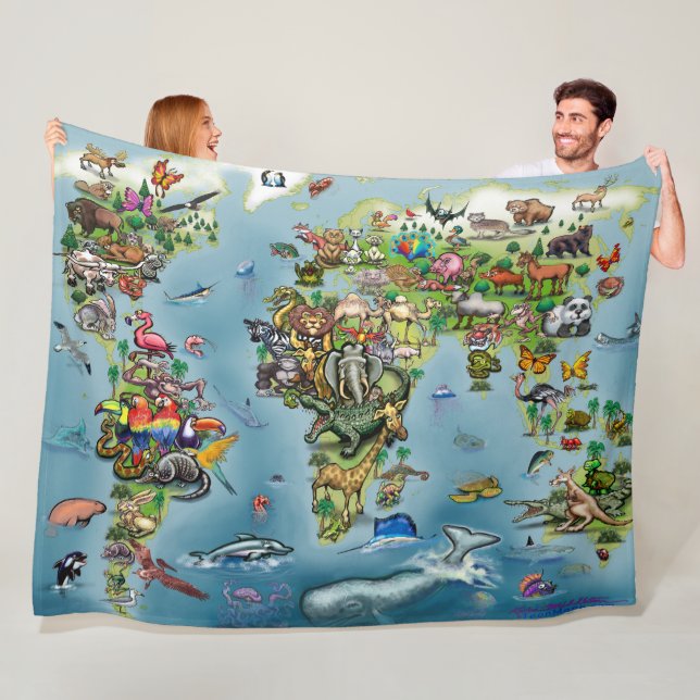 Animals Karta Fleece Blanket (På plats)