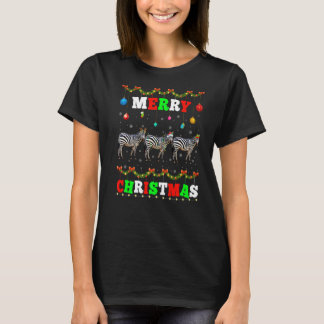 Animals Ljus God jul Santa Zebra T Shirt