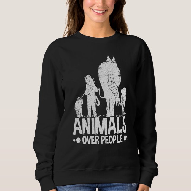 Animals Over People Animal Activist Rescue Conserv T Shirt (Framsida)