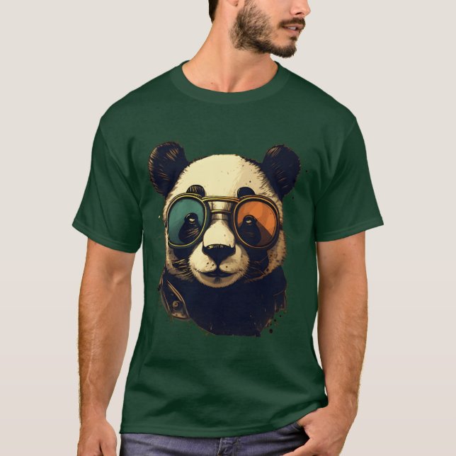 Animals Panda Wearing Sunglasses T Shirt (Framsida)