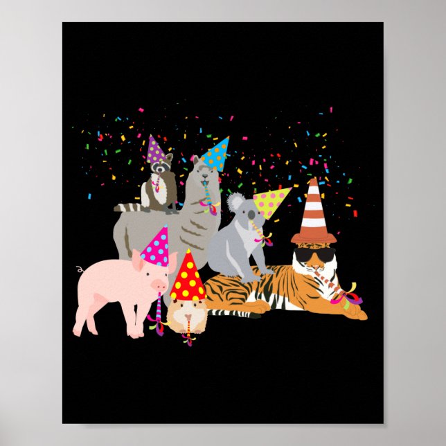 Animals Partying Cute Animals Having A Party  Poster (Framsidan)
