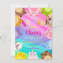 Animals Squish Girl Birthday party Inbjudningar