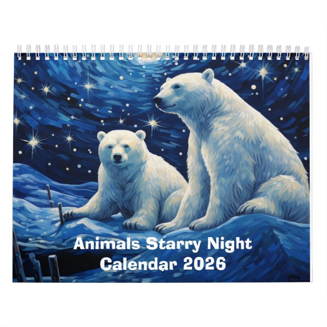 Animals Starry Night 2026 Kalender (Omslag)