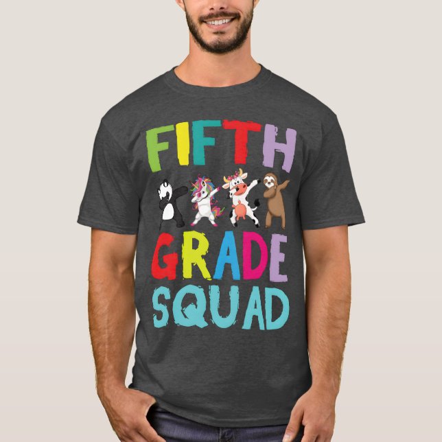 Animals Students Dabbing Backo School Fifth retro T Shirt (Framsida)