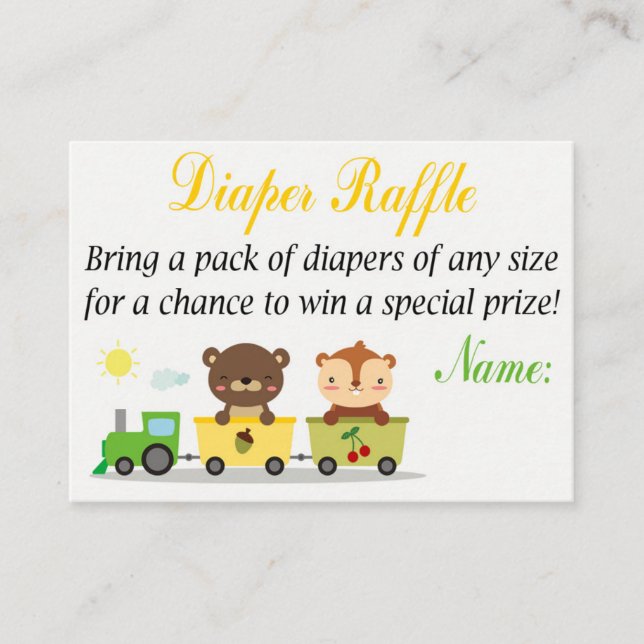 Animals tåg Diaper Raffle Biljett (Framsida)