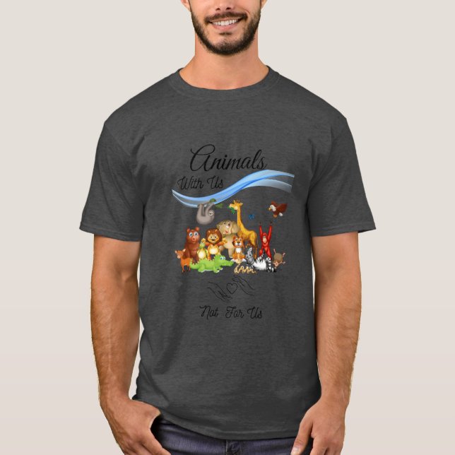 animals with us not for us retro t shirt (Framsida)