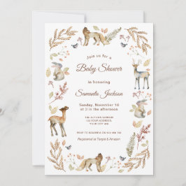 Animals Woodland Baby Shower Inbjudningar