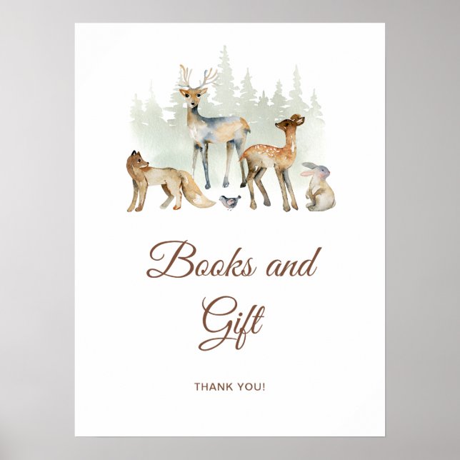 Animals Woodland Bokar och Gift Sign Poster (Framsidan)