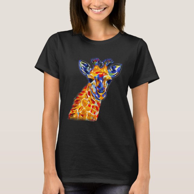 AnimalsAtPlay Bright Colorful Giraffe T Shirt (Framsida)