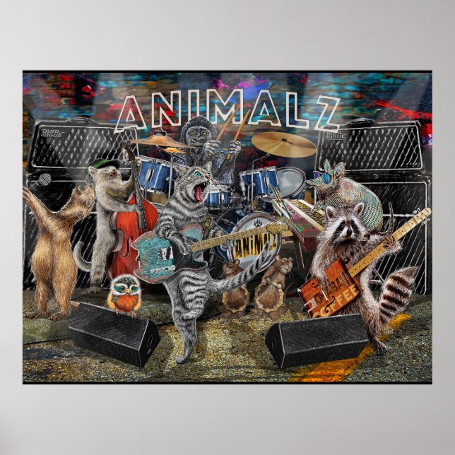 Animalz Live! Djur som spelar musikinstrument Poster (Framsidan)