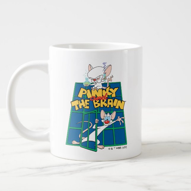 Animaniacs | Pinky- och Brain Cage-grafik Jumbo Mugg (Vänster)