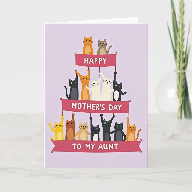 Animated Cats Mothers Day Card Kort (Framsida)