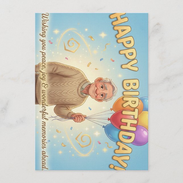 Animation style Birthday Card for Grandparents. Inbjudningar (Framsida)