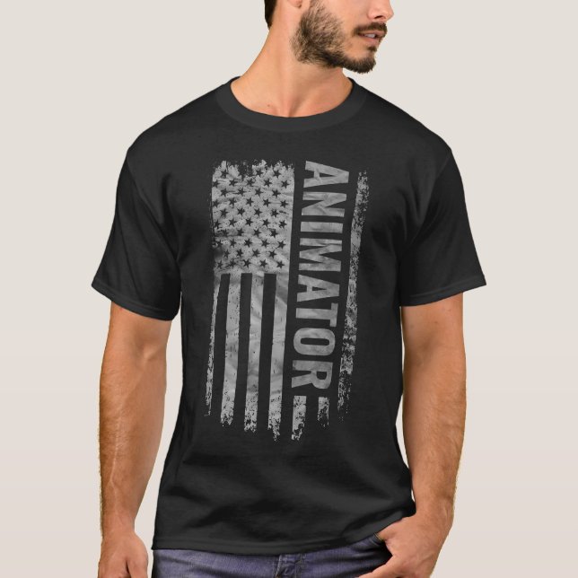 Animator USA Flag Distressed design vänner T Shirt (Framsida)