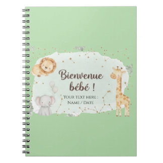 Animaux de la Savane Aquarelle - Bienvenue Bébé Anteckningsbok