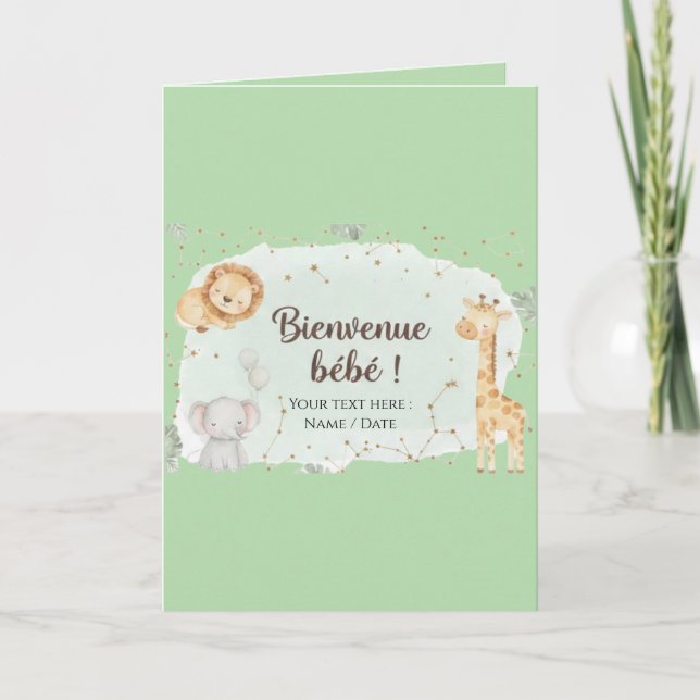 Animaux de la Savane Aquarelle - Bienvenue Bébé Kort (Framsida)