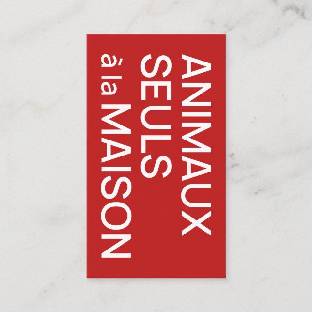 Animaux Seuls a la Maison Visitkort (Framsida)