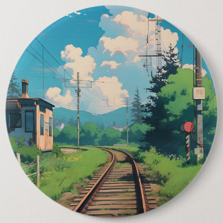Anime Aesthetic Japan Countryside Tåg Tracks Knapp