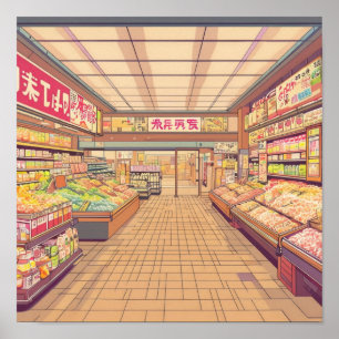 Anime Aesthetic Japanska Supermarket Insida Poster