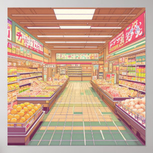 Anime Aesthetic Japanska Supermarket Insida Poster