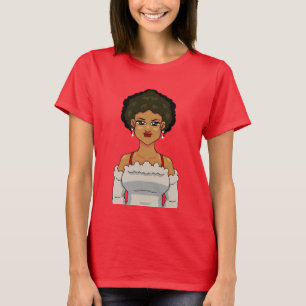 Anime Afro Tjej Porträtt Söt Behaglig Svarthet T Shirt