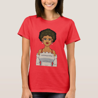 Anime Afro Tjej Porträtt Söt Behaglig Svarthet T Shirt