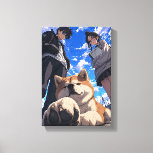 Anime akita och hans vänner canvastryck