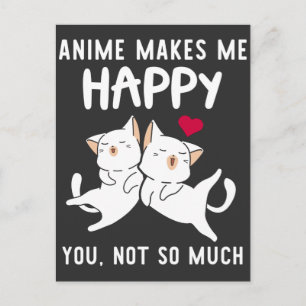 Anime Älskare Cat Lycklig Japan Kattdjur Art Heart Vykort