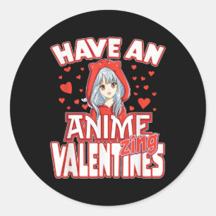 Anime Älskare Valentines day Kids Tonåringar Vuxno Runt Klistermärke