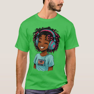 Anime and Music Afro Black Girl Women Anime Africa T Shirt