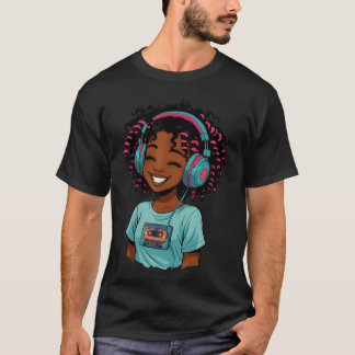 Anime and Music Afro Black Girl Women Anime Africa T Shirt
