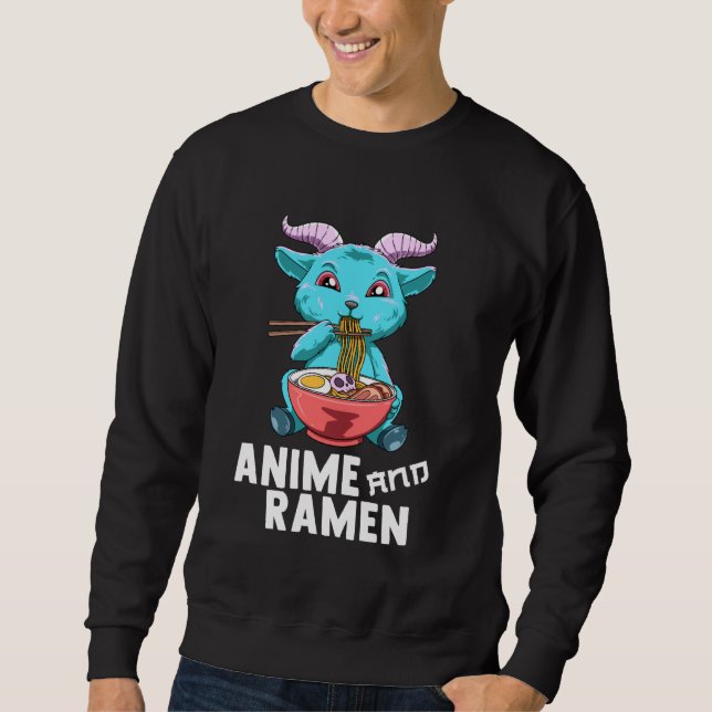 Anime and Ramen Aesthetic Ramen Baphomet Lång Ärmad Tröja (Framsida)