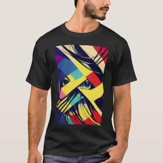 Anime-ansikte retro t shirt