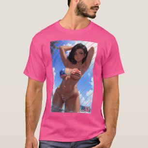 Anime Arth Anime Girl Bikini Beach America Girl T Shirt