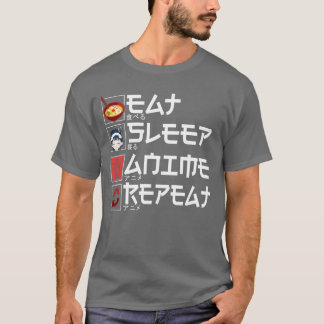 Anime Ät Sov Anime Upprepa familj T Shirt