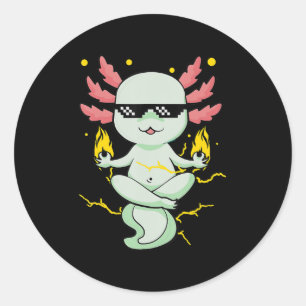 Anime Axolotl Waifu som Kärlek Anime Ramen och Ske Runt Klistermärke
