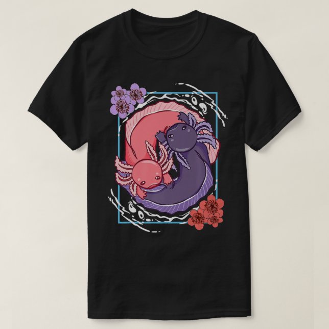 Anime Axolotl Waifu som Kärlek Anime Ramen och Ske T Shirt (Design framsida)