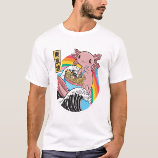 Anime Axolotl Waifu som Kärlek Anime Ramen och Ske T Shirt