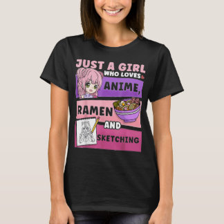 Anime Bara en tjej som älskar Anime Ramen T Shirt