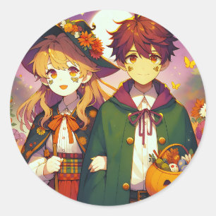 Anime Barn i Halloween Costumes Runt Klistermärke