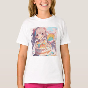 Anime Birthday Girl Pastel Färg T Shirt