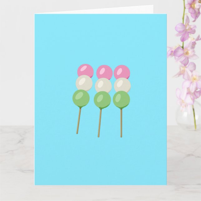 Anime Blå Pastell Dango Vikad Lyckningskort Kort (Orkide)