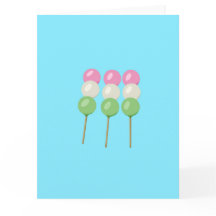 Anime Blå Pastell Dango Viklad Julkort