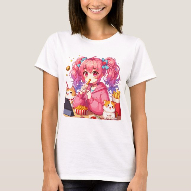 Anime Bliss: Girl, Potatis and Pet T Shirt (Framsida)