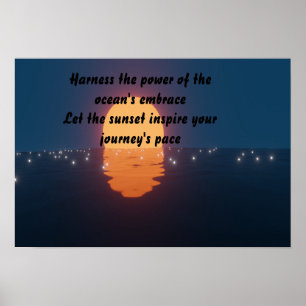 Anime Blue Ocean Sunset Poster