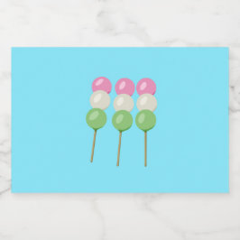 Anime Blue Pastel Dango Food Beverage Label Set Mat Etiketter
