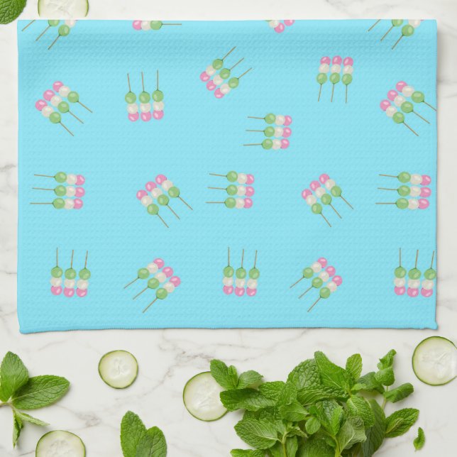 Anime Blue Pastel Dango Kitchen Towels Kökshandduk (Vikta)