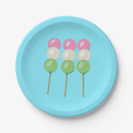 Anime Blue Pastel Dango Papper Plate