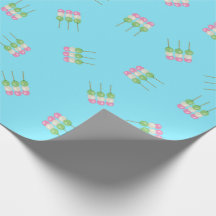 Anime Blue Pastel Dango Wrapping Papper